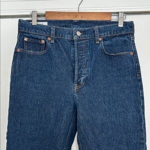 GAP Women’s cheeky straight high rise Deep Blue Jeans